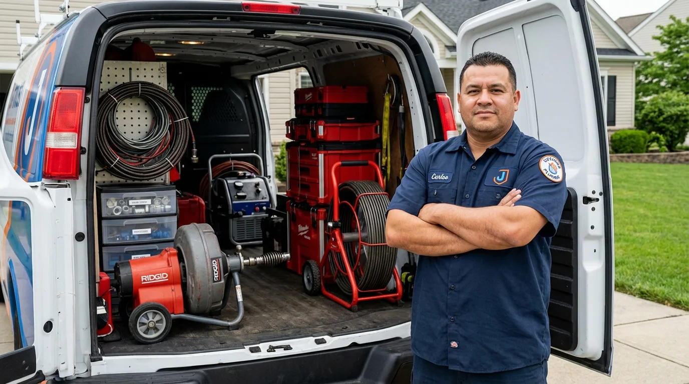 Professional drain cleaning equipment and Johns Plumbing LLC plumber in Edgewater