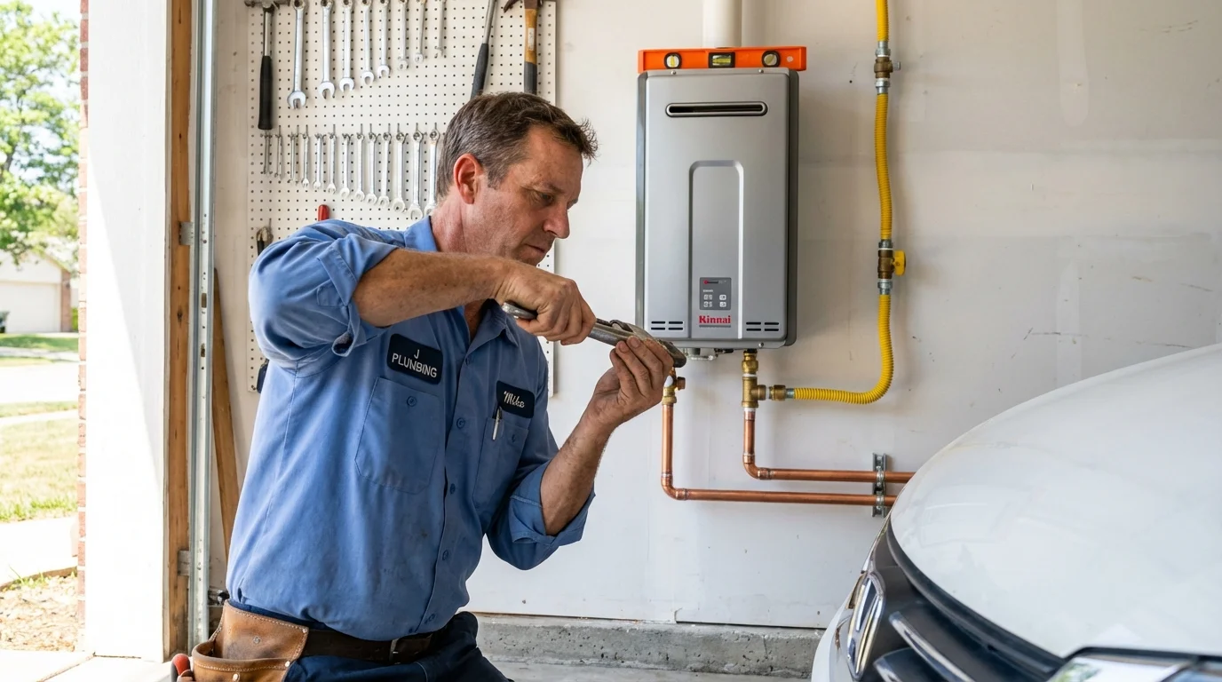 Tankless water heater installation by a Johns Plumbing LLC plumber in Edgewater